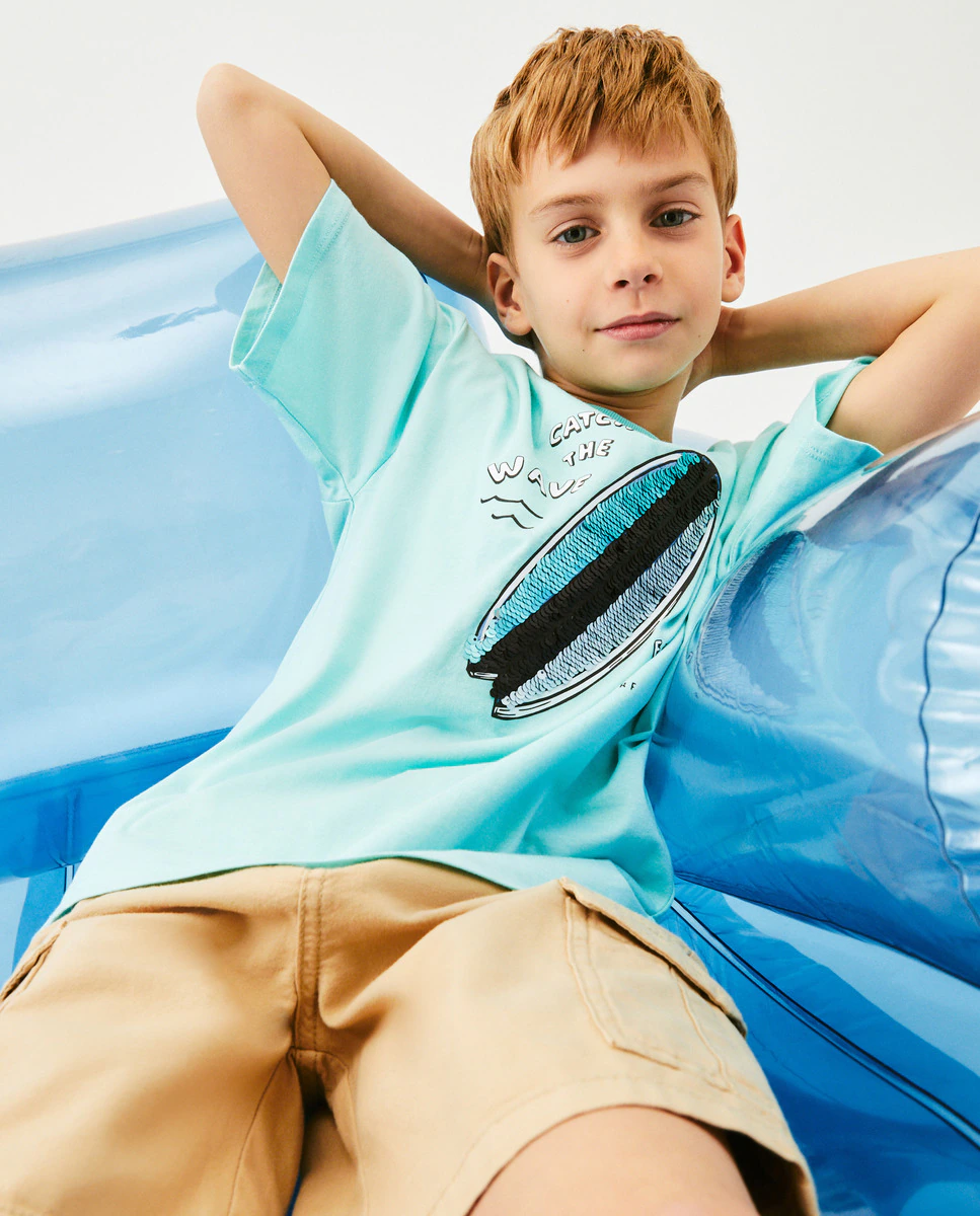 

Футболка с короткими рукавами и пайетками для девочки Kids El Corte Inglés, зеленый