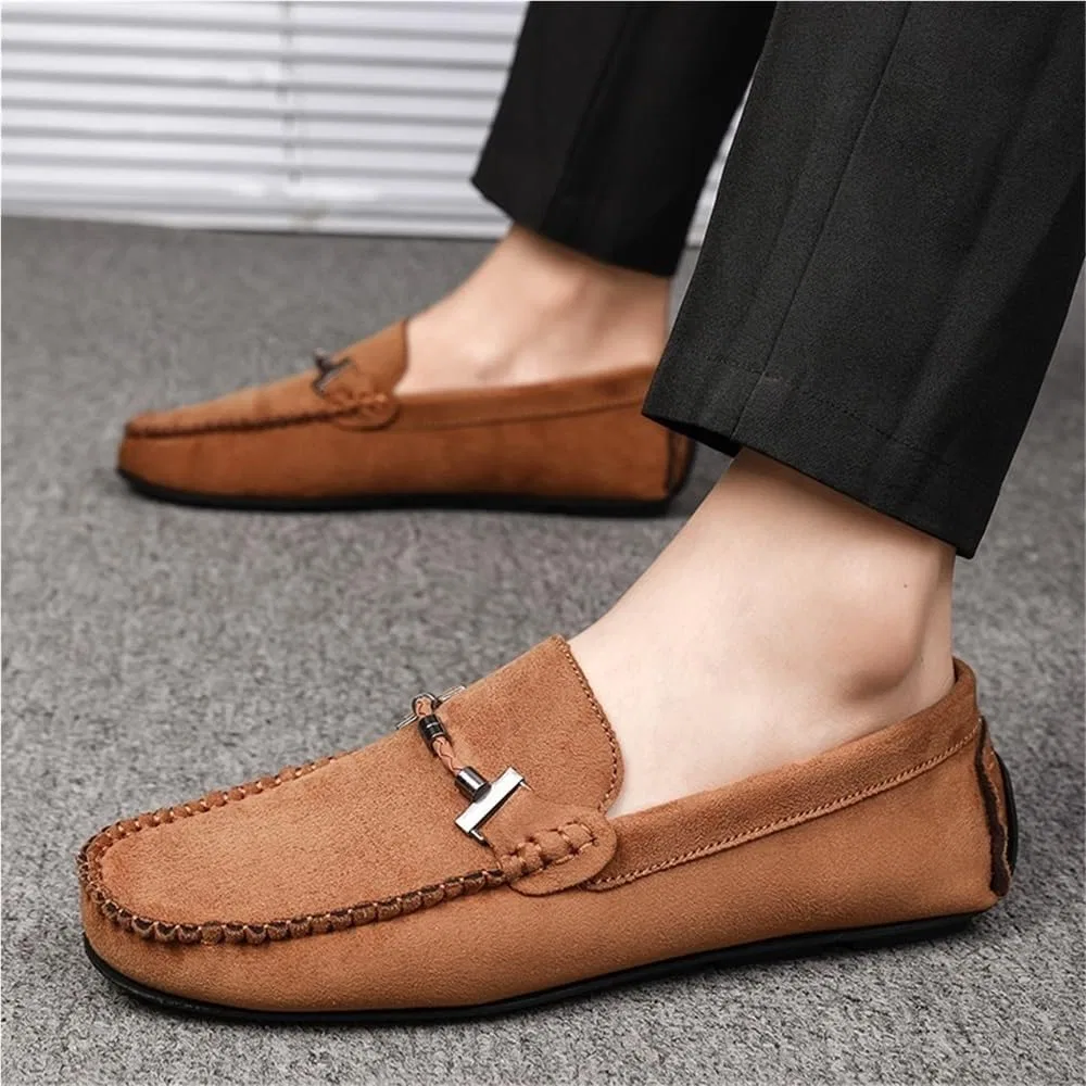 Лоферы замшевые Loafers Slip-On коричневые DHFIRUFSHLO — фото 2