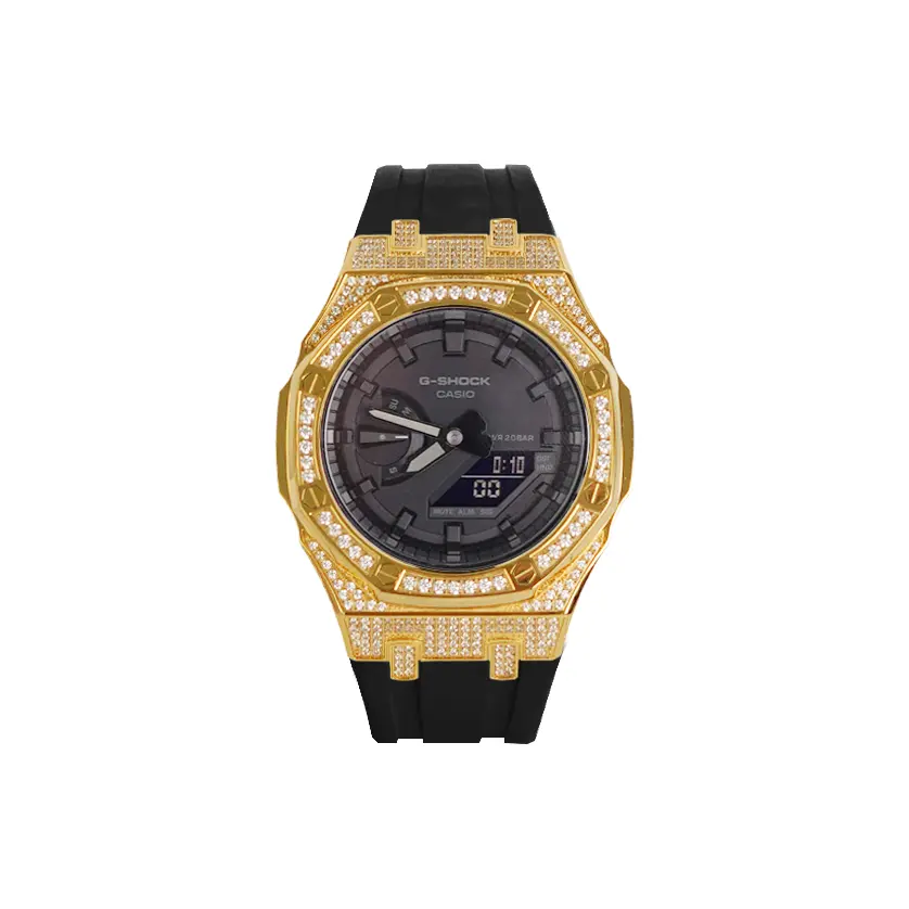 

CASIO Часы Unisex 48.5mm Black Watch, Deauville Collection Gold Single Wrap Full Diamond Black Strap