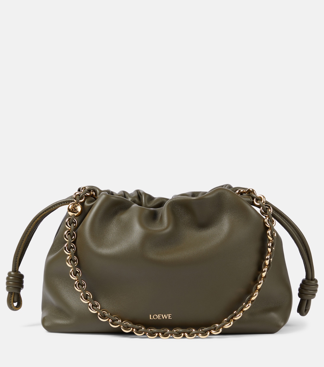 

Средняя кожаная сумка через плечо Flamenco Loewe, Dark Khaki Green