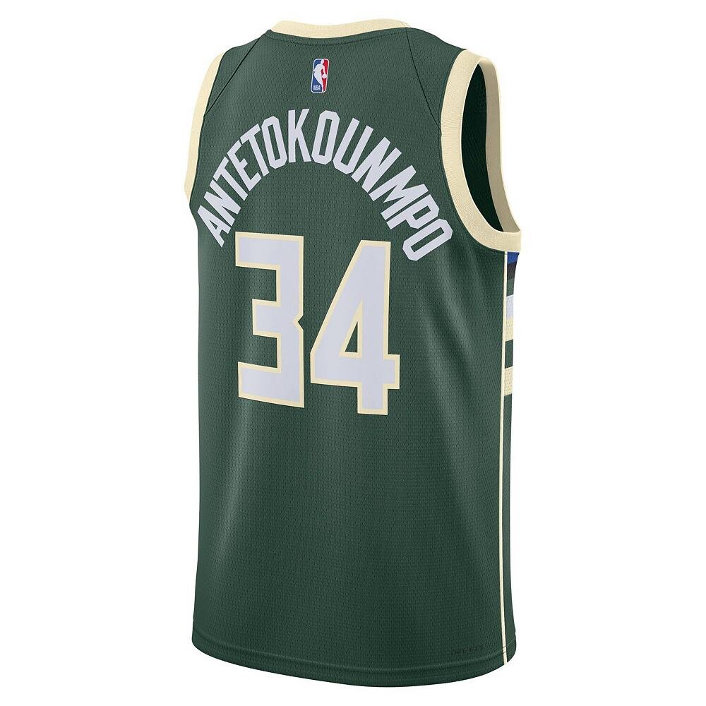 Джерси унисекс Nike Giannis Antetokounmpo Hunter Green Milwaukee Bucks Swingman — Icon Edition, цвет Buk Multi — фото 4