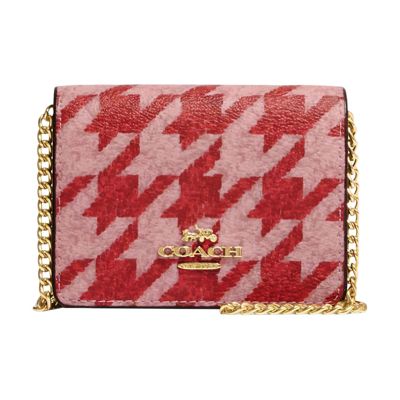 

COACH Кожаный мини-кошелек квадратной формы красный