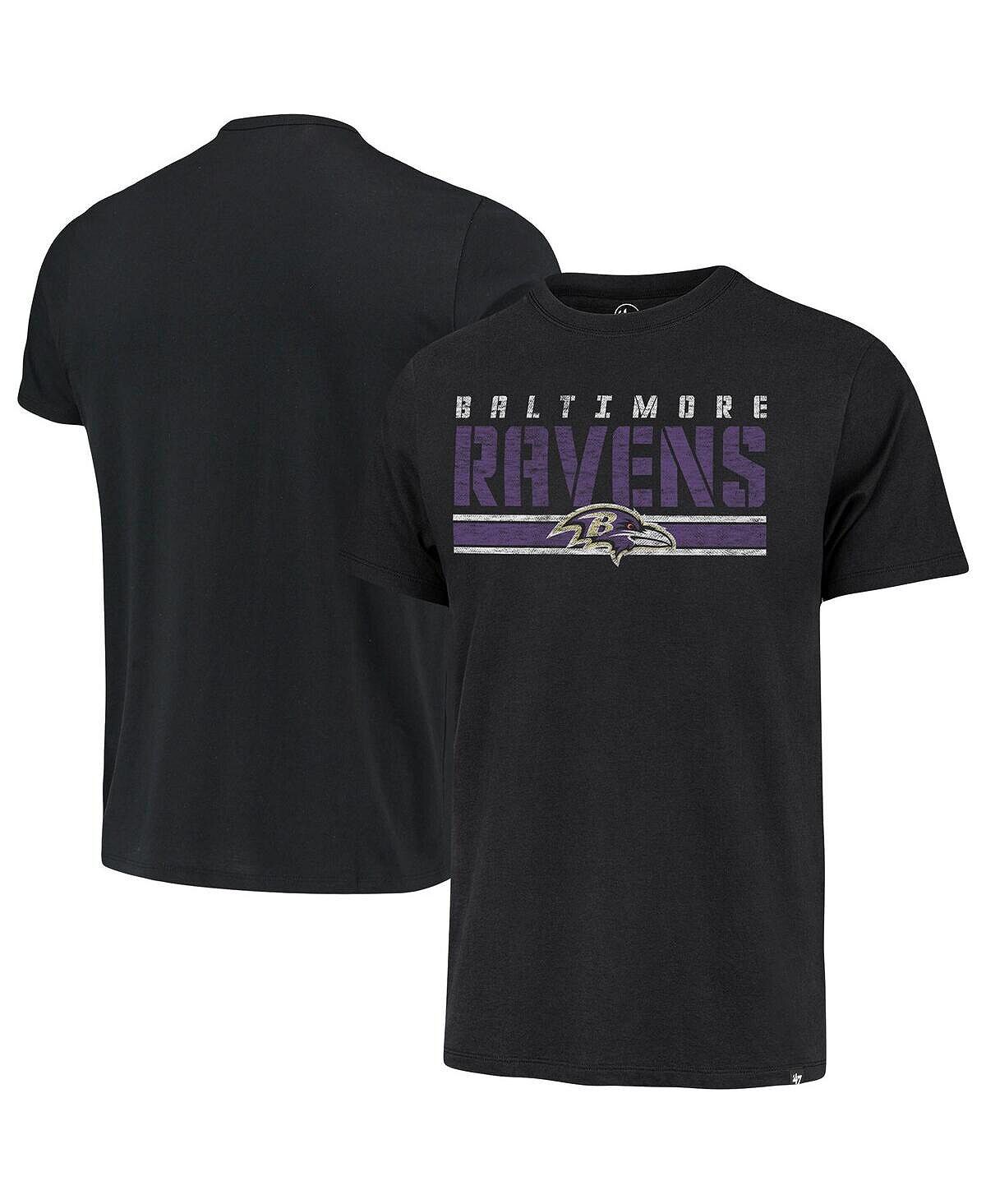 

Мужская черная футболка в полоску Baltimore Ravens Team '47 Brand, Черный, Мужская черная футболка в полоску Baltimore Ravens Team '47 Brand