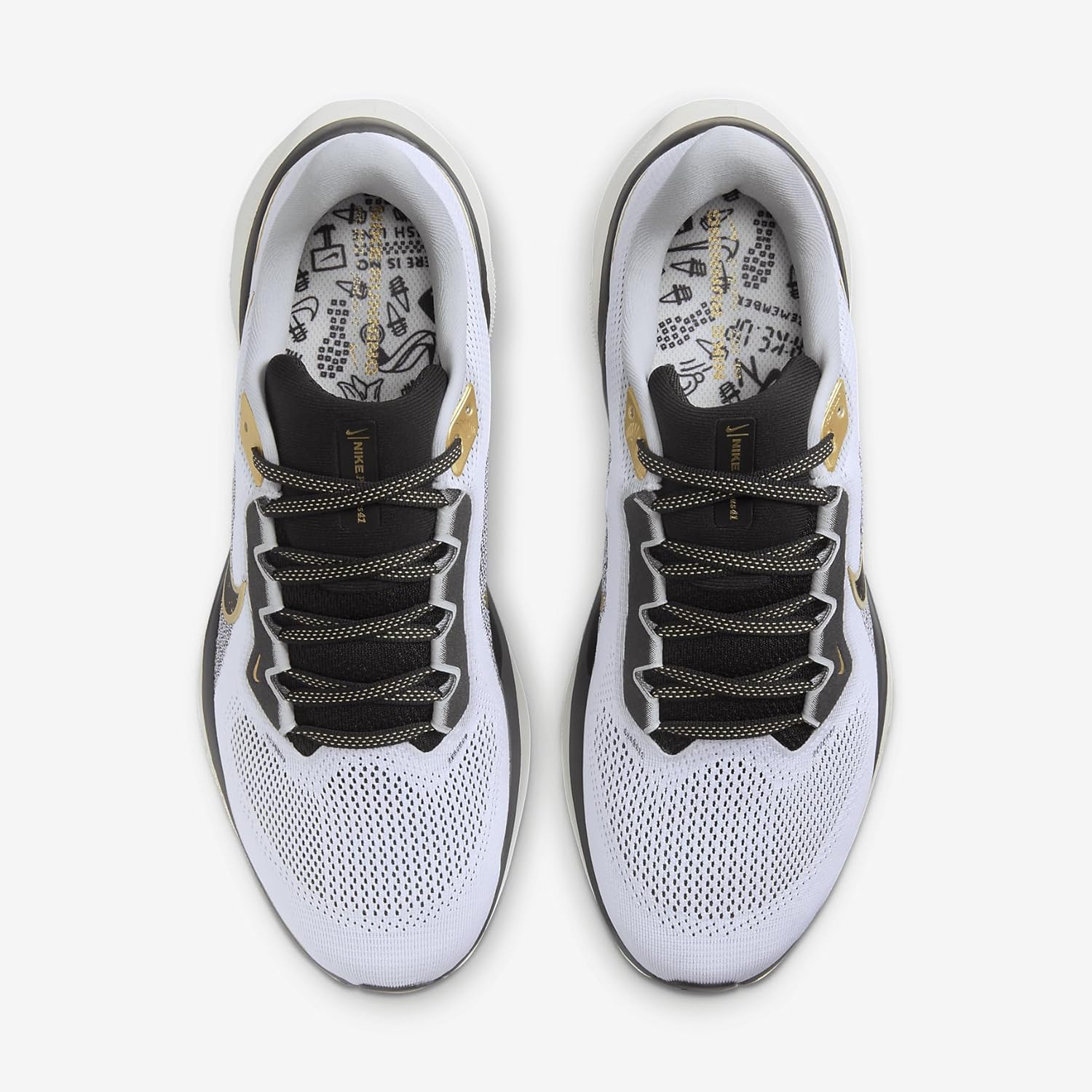 Мужские беговые кроссовки Nike Pegasus 41, белый/черный/серый/золотой/светло-серый — фото 4