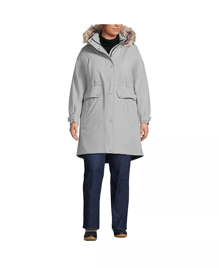 

Женская зимняя водонепроницаемая парка Expedition Down Plus Size Lands' End, серый