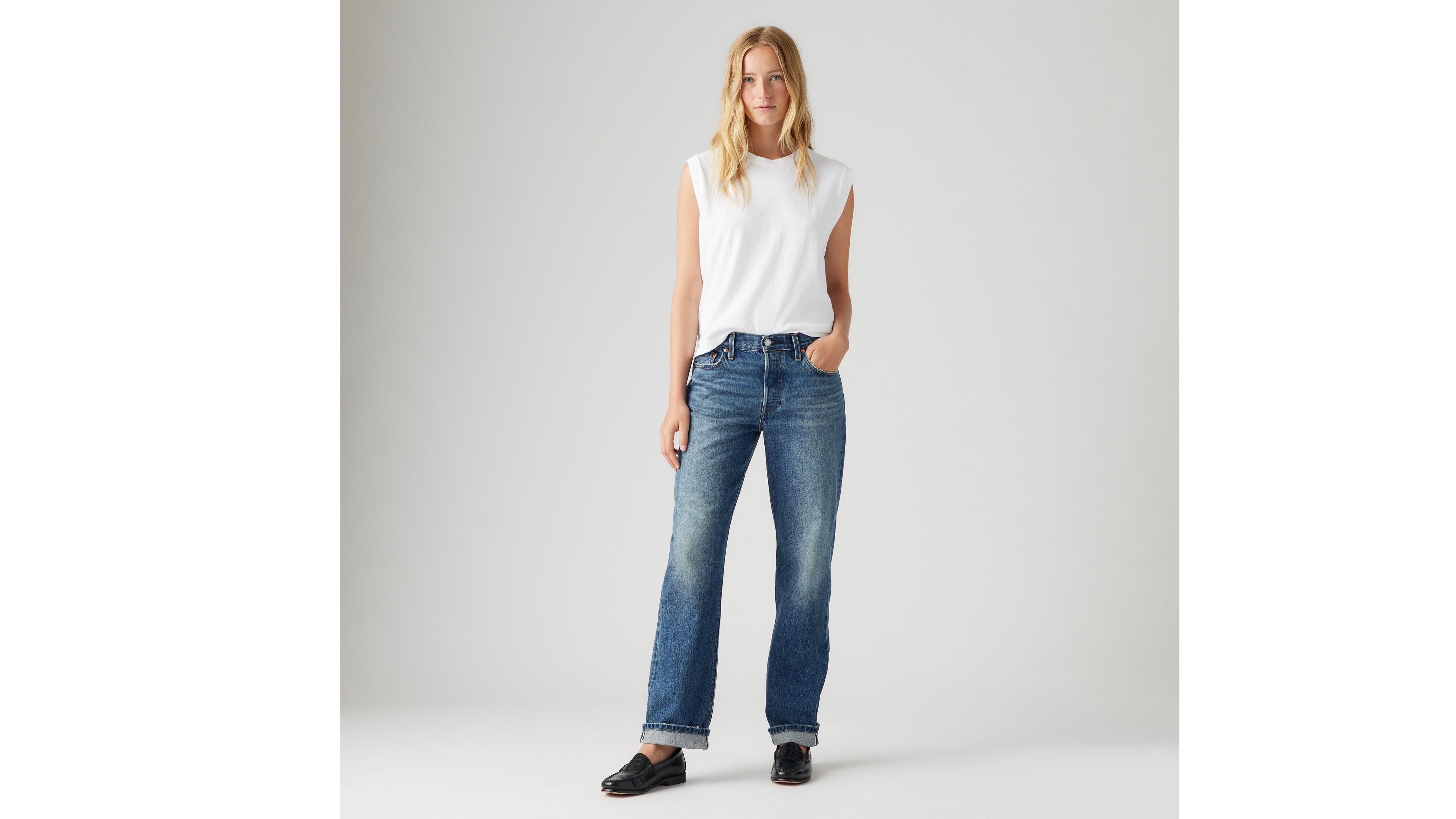 Женские джинсы 501 90-х годов Selvedge Levi's, цвет Get On Board - Medium Wash — фото 4