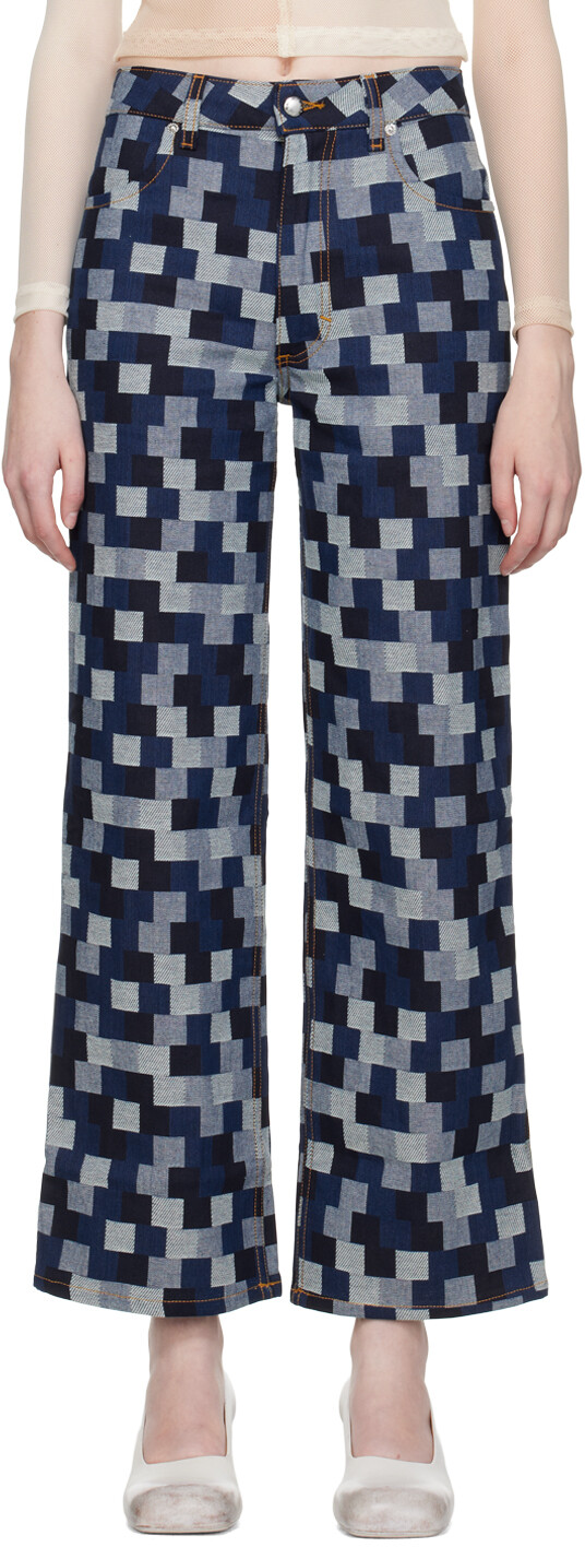 

Эксклюзивные синие джинсы Eckhaus Latta SSENSE