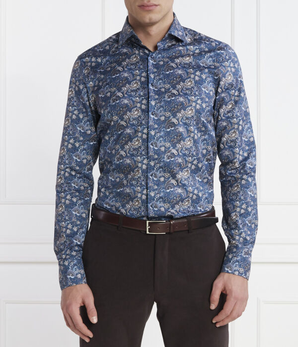 

Рубашка Stenströms Slim Fit с принтом, синий