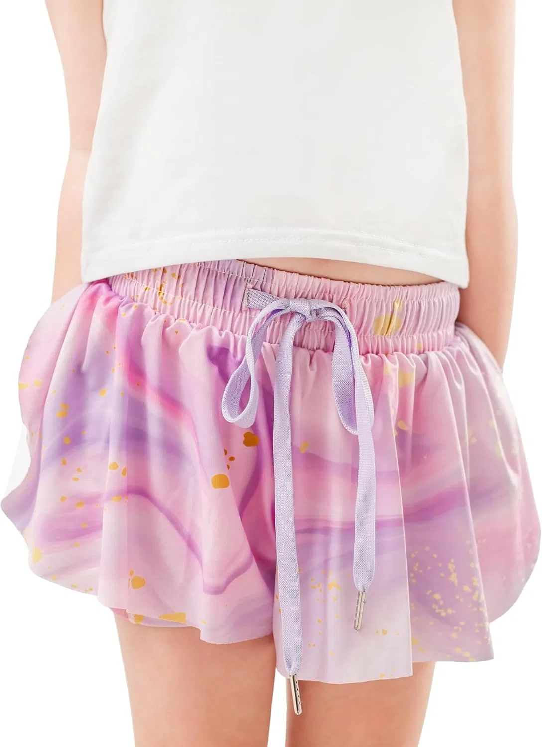 Шорты Dancina Girls Ombre Butterfly Shorts - струящиеся спортивные шорты-юбка 2-в-1 в стиле преппи с внутренними карманами и подкладкой для детей от 2 до 16 лет, Ombre Galaxy