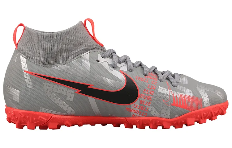 Nike Бутсы для футбола Mercurial Superfly 7 Mid top, устойчивые к истиранию, серебристо-серые с розовым — фото 3