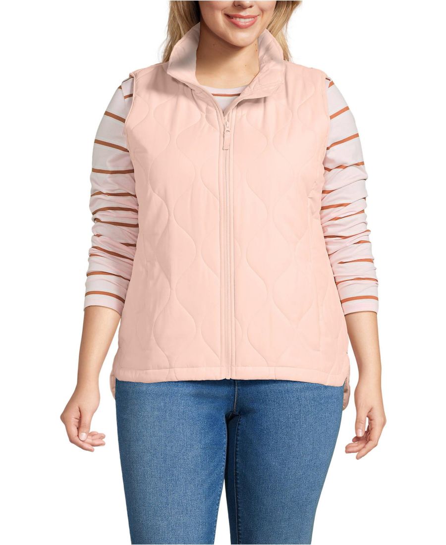 

Утепленный стеганый жилет FeatherFree больших размеров Lands' End, Soft mineral blush