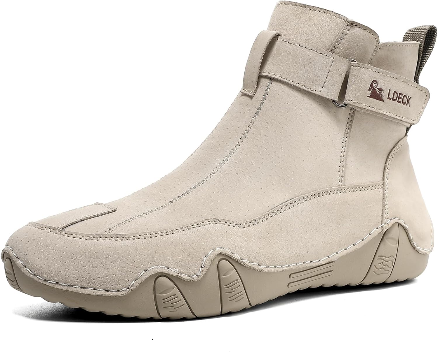 

Мужские высокие повседневные ботинки с боковой молнией, стиль ретро, замшевая и кожаная отделка Ppxid, бежевый