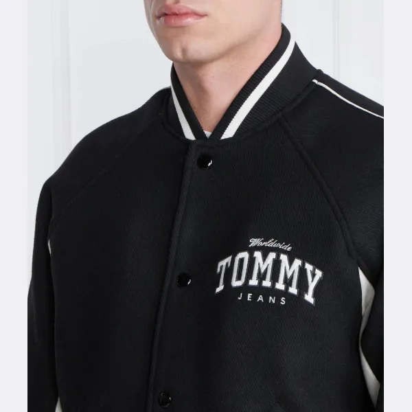 Утепленный бомбер свободного кроя с добавлением шерсти Tommy Hilfiger, черный — фото 4
