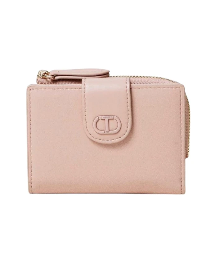 

Розовый кожаный складной кошелек Twinset, розовый