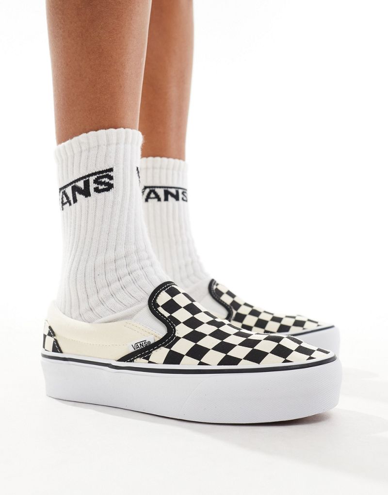 

Черно-белые кроссовки на платформе Vans Classic в шахматную клетку, Черный, Черно-белые кроссовки на платформе Vans Classic в шахматную клетку