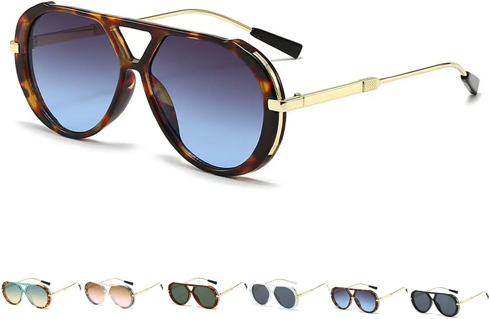 

Винтажные солнцезащитные очки-авиаторы Panther, двухлучевая конструкция, золотистая металлическая оправа, градиентные линзы, модный ретро-стиль W-Mdsks, D