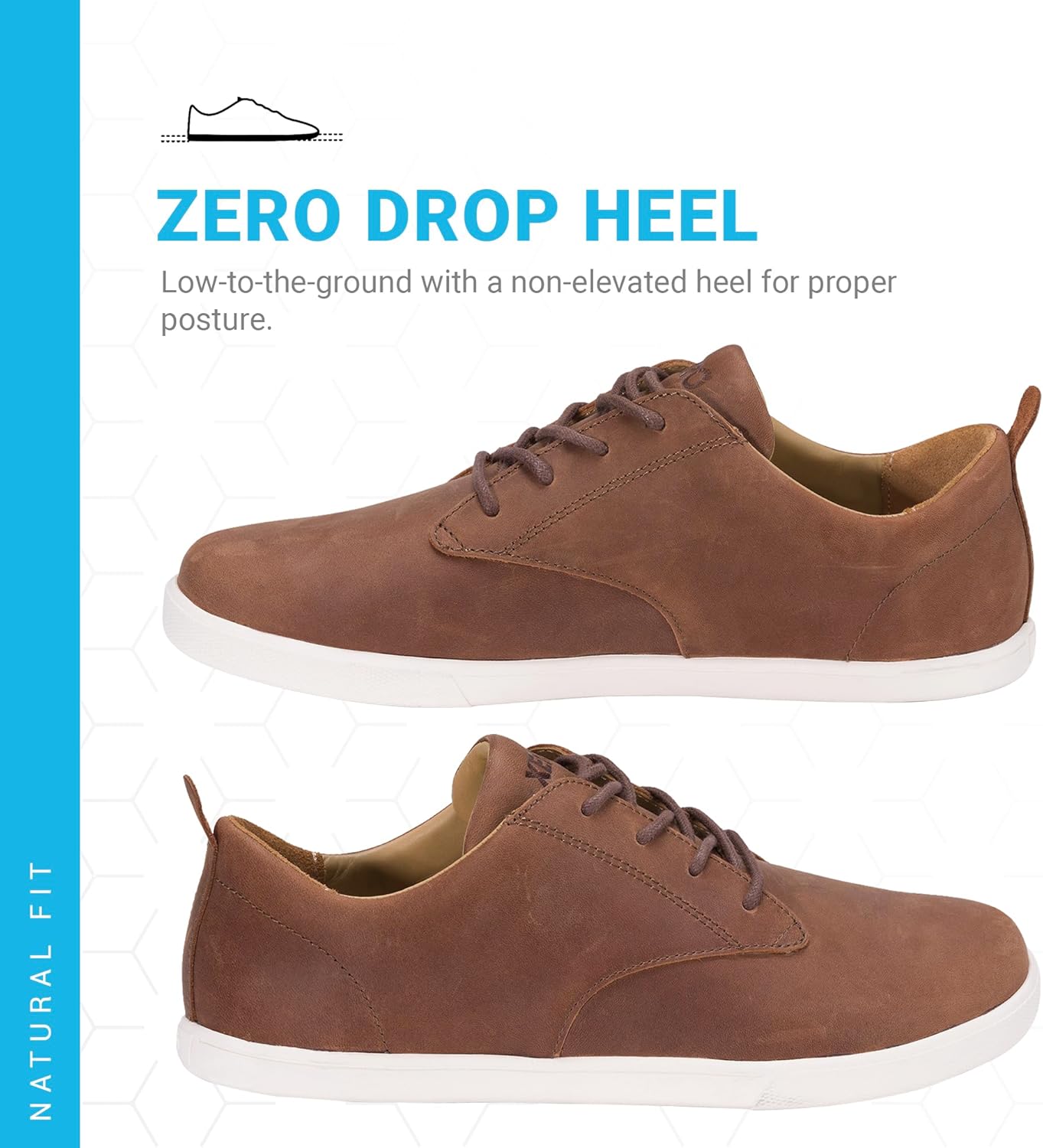 Мужские кожаные минималистичные повседневные туфли Xero Shoes Glenn, коричневый — фото 3