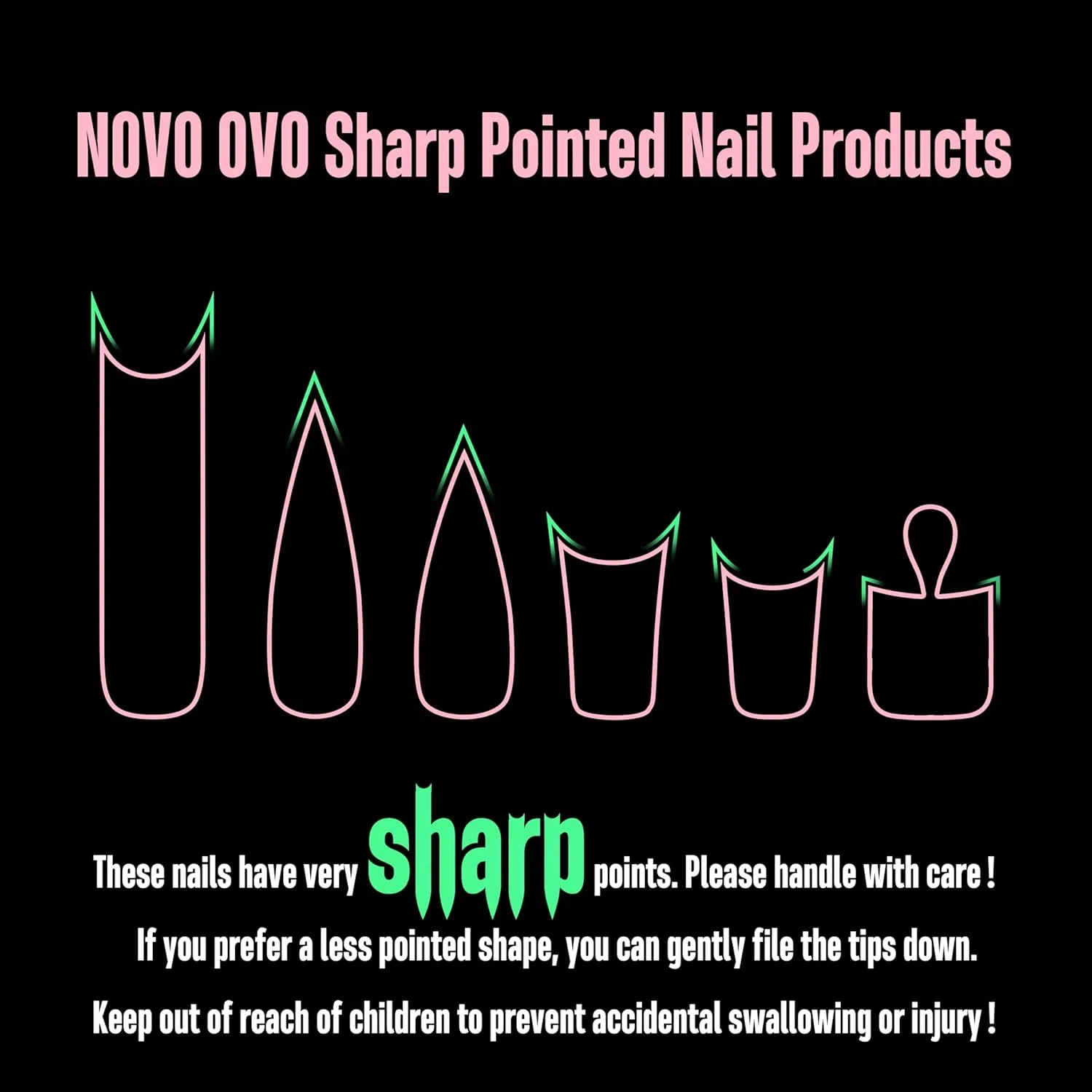 Накладные ногти Novo OVO French Tips Stiletto 160 шт. Novo Ovo, Medium Or Long White French Tip Sharp Stiletto Nail Tips Baby Pink_Eu — фото 3