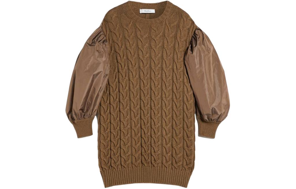 

MaxMara Виттор коллекция шерстяное платье с рукавами-фонариками свитер женский brown