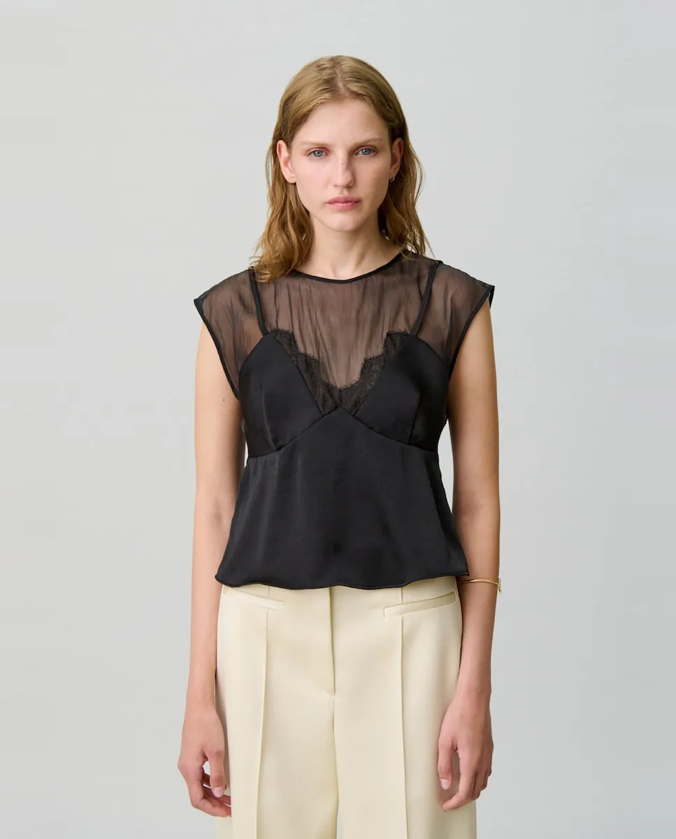 

Женский топ свободного кроя с кружевными деталями Claudie Pierlot, черный