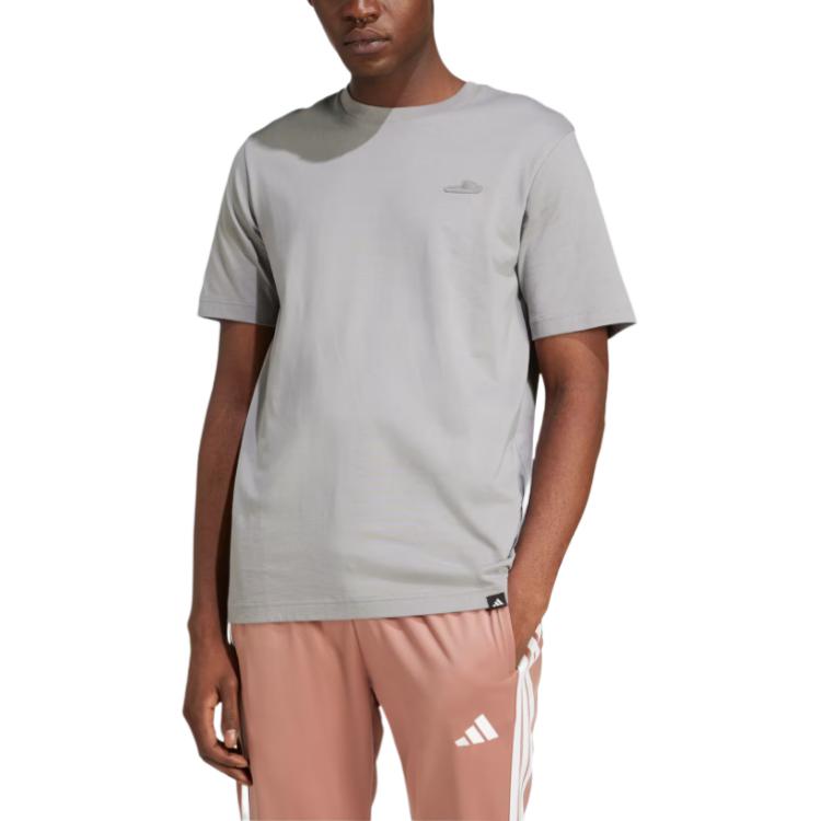 Футболка LoungeSlide мужская charcoal gray Adidas, серый — фото 3