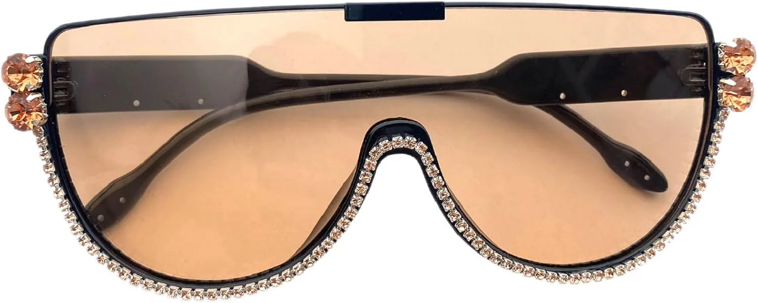 

Роскошные дизайнерские солнцезащитные очки в полуободковой оправе с крупными стразами для женщин и мужчин. Модные солнцезащитные очки в цельной оправе mincl, Brown