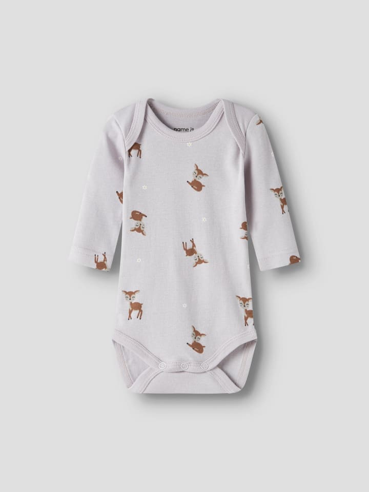Name it Набор из 3 боди с длинными рукавами NBFBODY LILAC MARBLE DEER в цвете «сиреневый мрамор» — фото 2