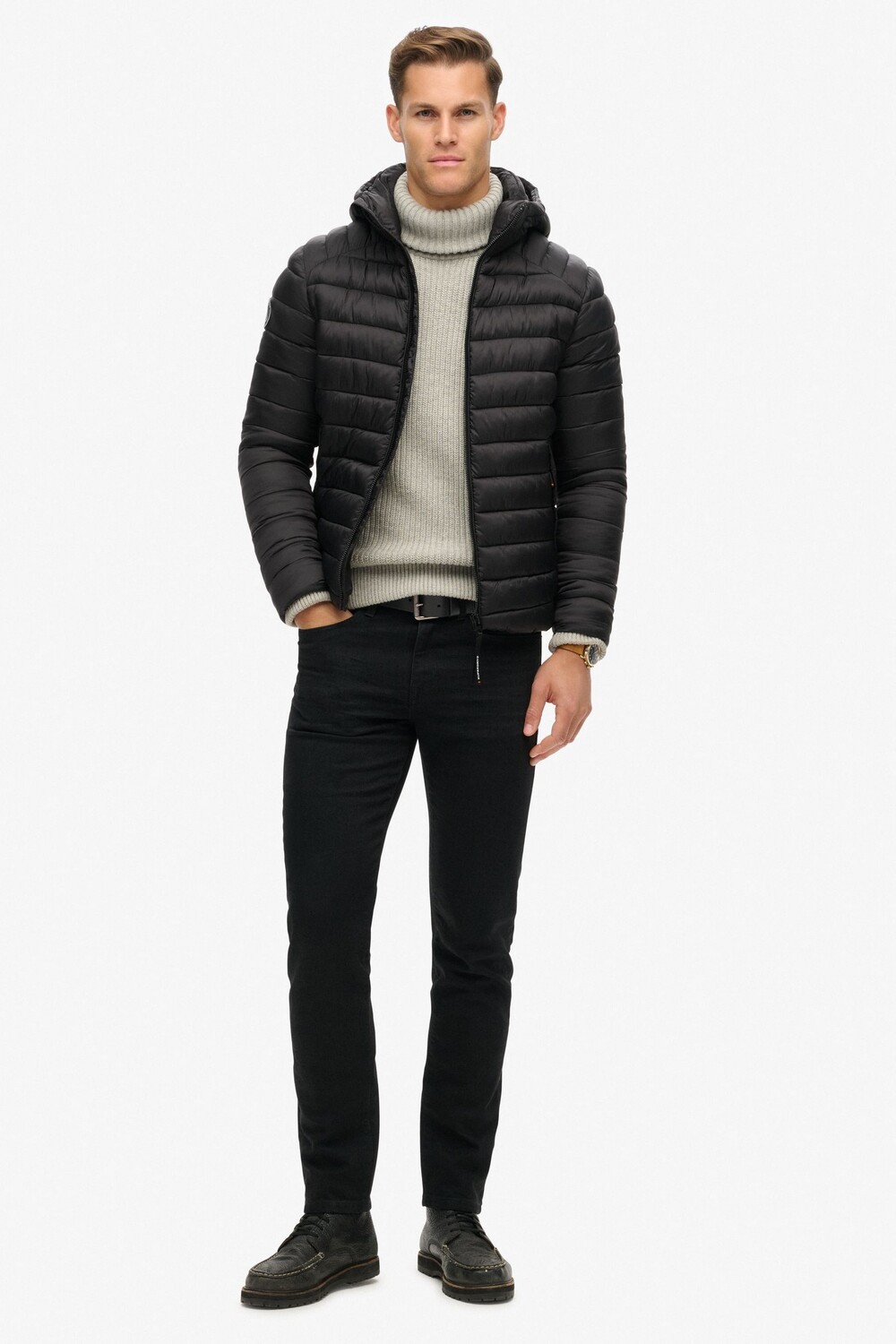 Спортивная куртка стеганое пальто Fuji с капюшоном Superdry, черный — фото 3