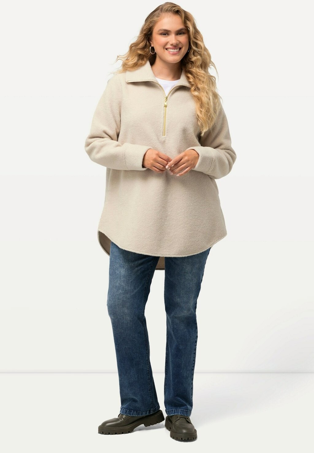 

Флисовый джемпер FLEECESHIRT MIT ZIPPER Ulla Popken, бежевый