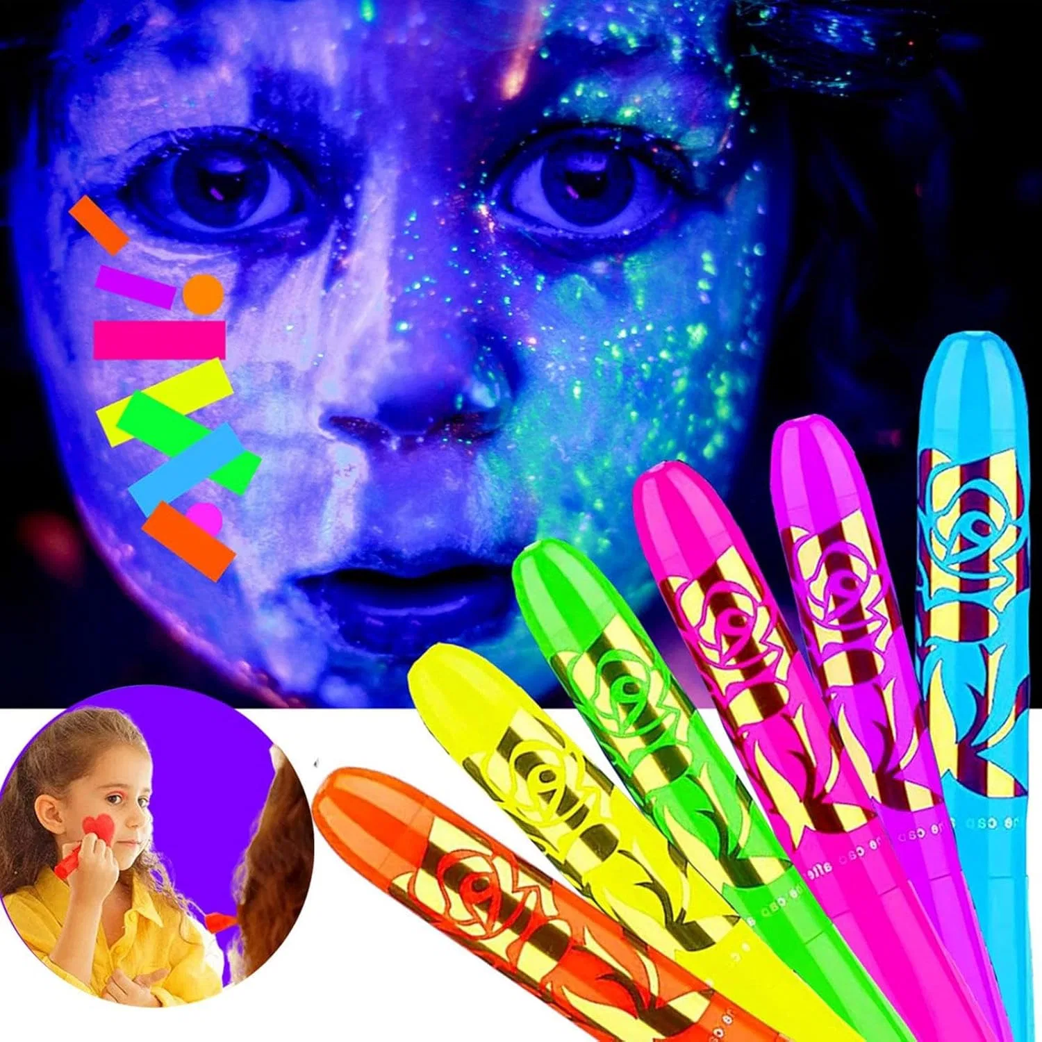 Боди-арт набор Neon Body Paint 6 цветов — фото 2