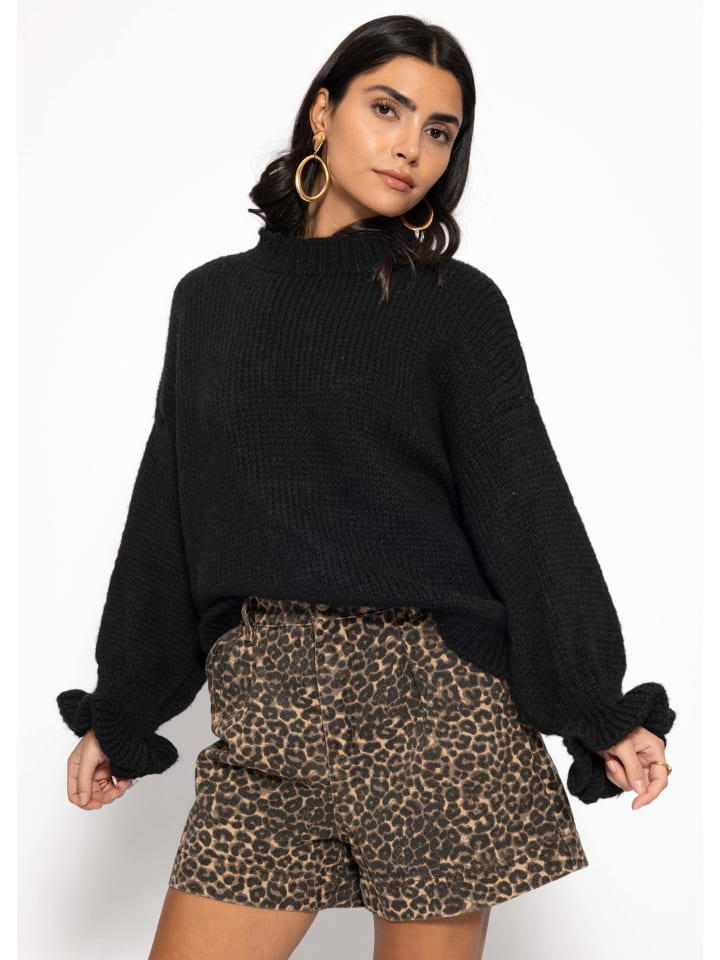 

SASSYCLASSY Свитер с воланами на рукавах, черный