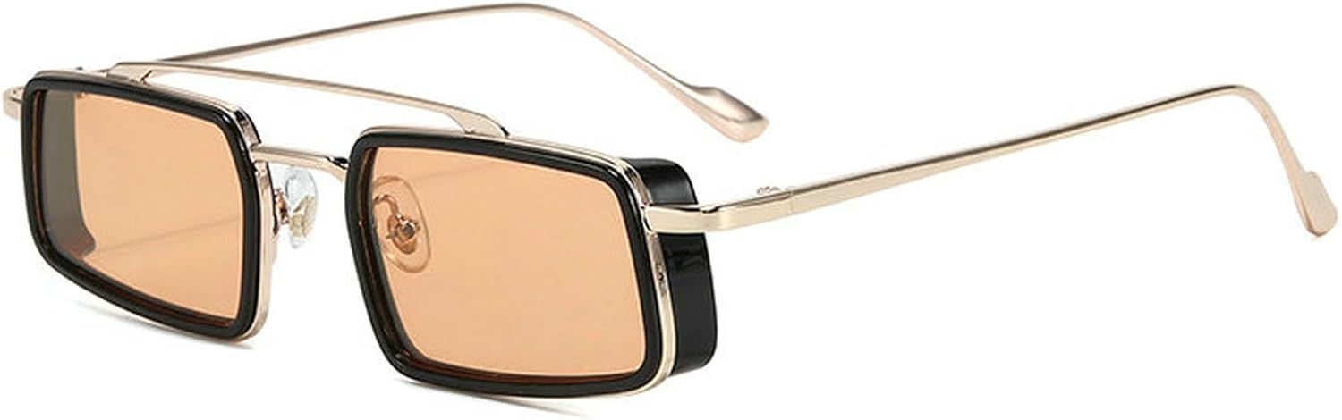 

Солнцезащитные очки COTIA Fashion Square для женщин и мужчин, с двойной перемычкой, прямоугольной оправой, в стиле ретро-панк, с металлическим каркасом, уникальные солнцезащитные очки, Tea