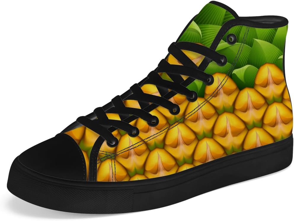 

Кеды на высокой подошве Chebing с ананасом, тропические высокие кроссовки на шнуровке, повседневная обувь для мужчин и женщин, зеленый