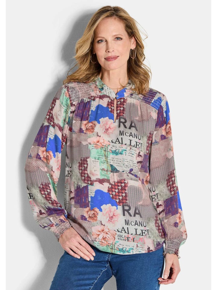 

Блузка-рубашка, легкая блузка с набивным рисунком в стиле пэчворк в камне/с узором GOLDNER