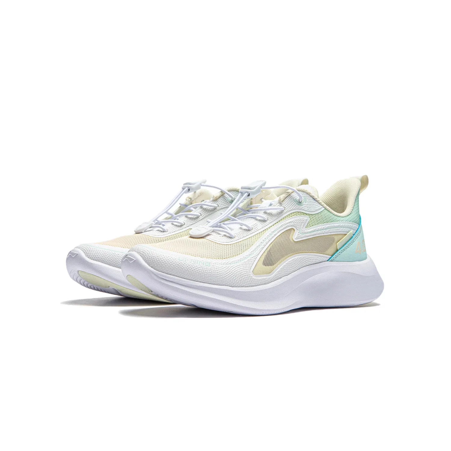 Детские повседневные кроссовки Li-Ning YOUNG Cicada 4 Unisex YOUNG, Standard White/Light Antique Yellow/Soft Aqua Blue — фото 3