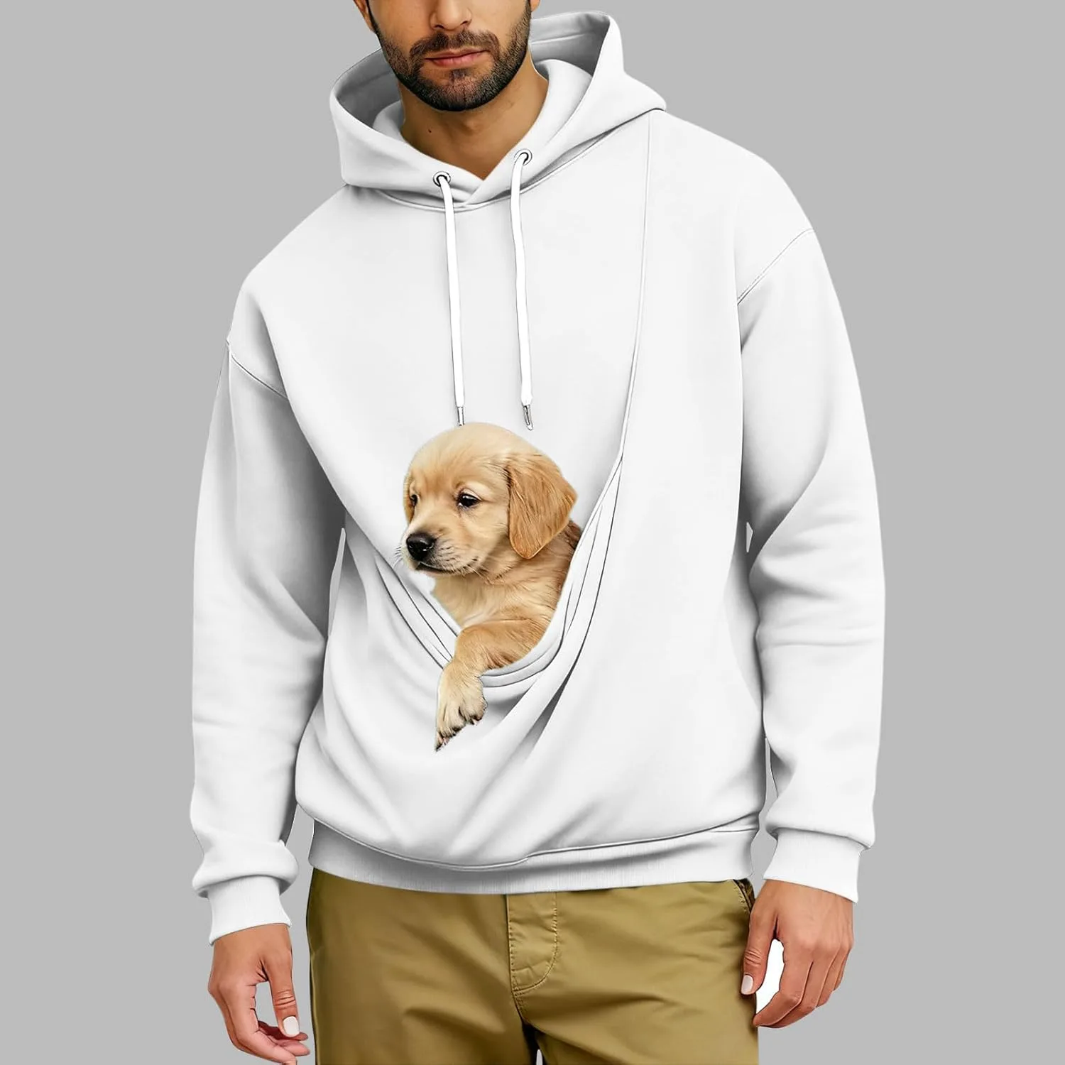 Толстовка с капюшоном и карманом-кенгуру для кошки, Unisex, Oversized — фото 2