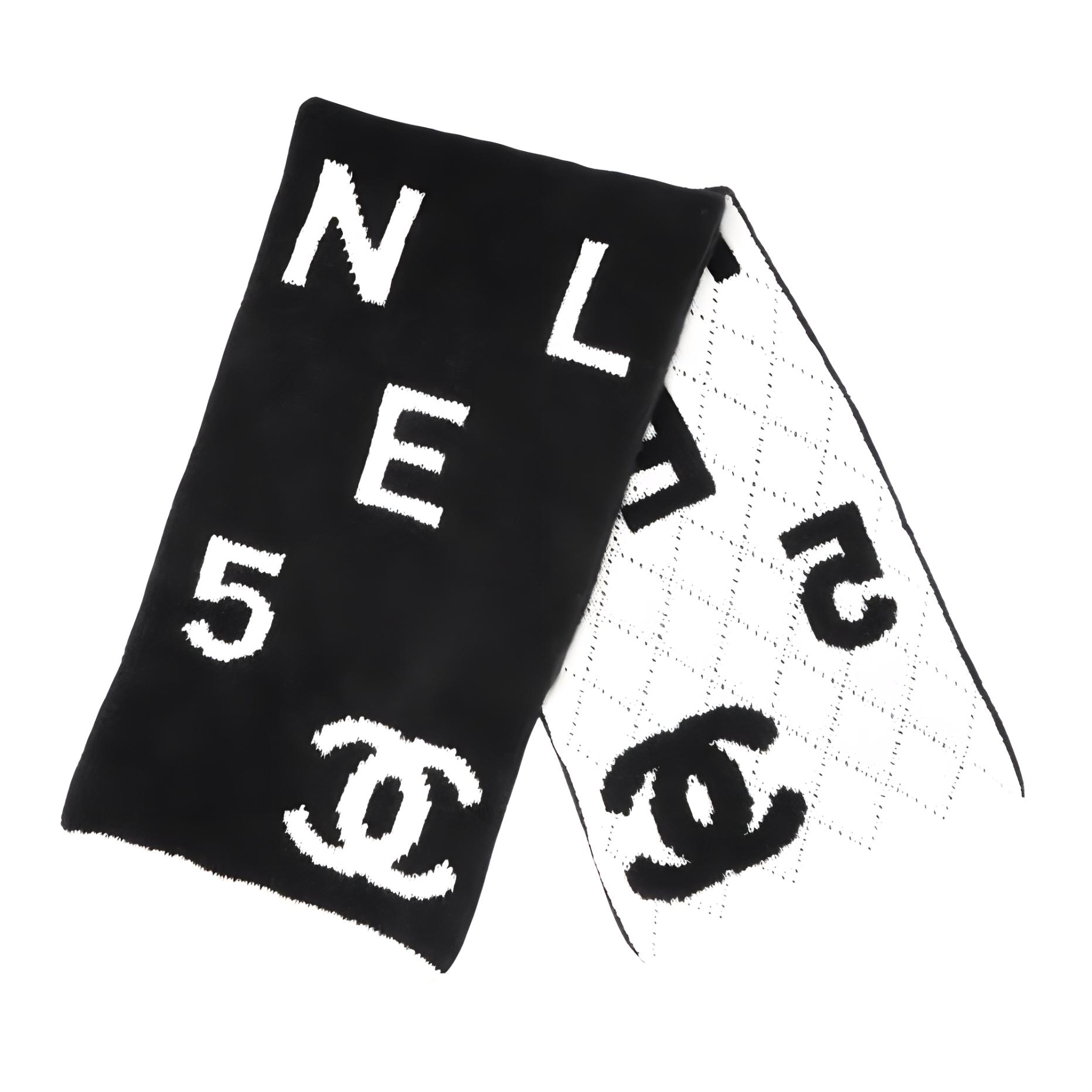 

CHANEL Вязаный шарф женский черно-белый, Black White