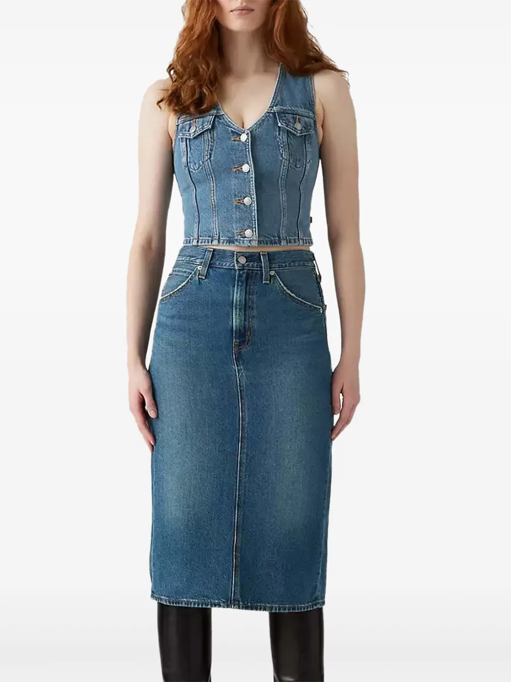 Джинсовая юбка-миди с разрезом сзади Levi's, синий — фото 2