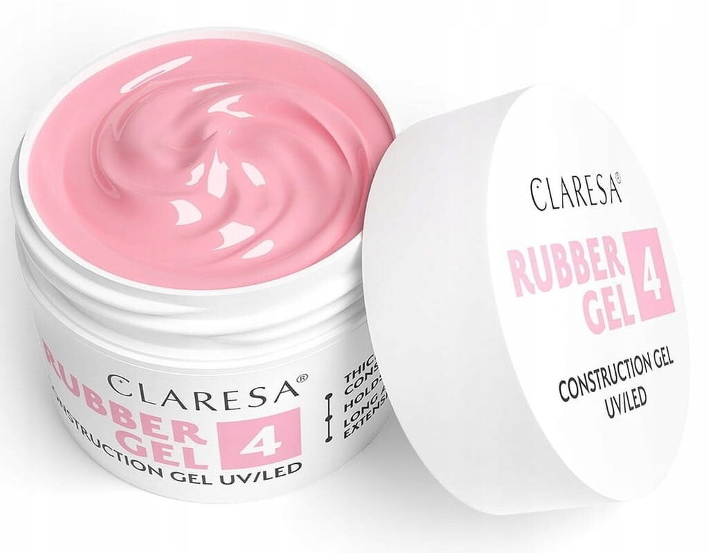 

Claresa, Rubber Gel 4, Наращивающий гель для среднего наращивания ногтей, малиновый розовый, 90г