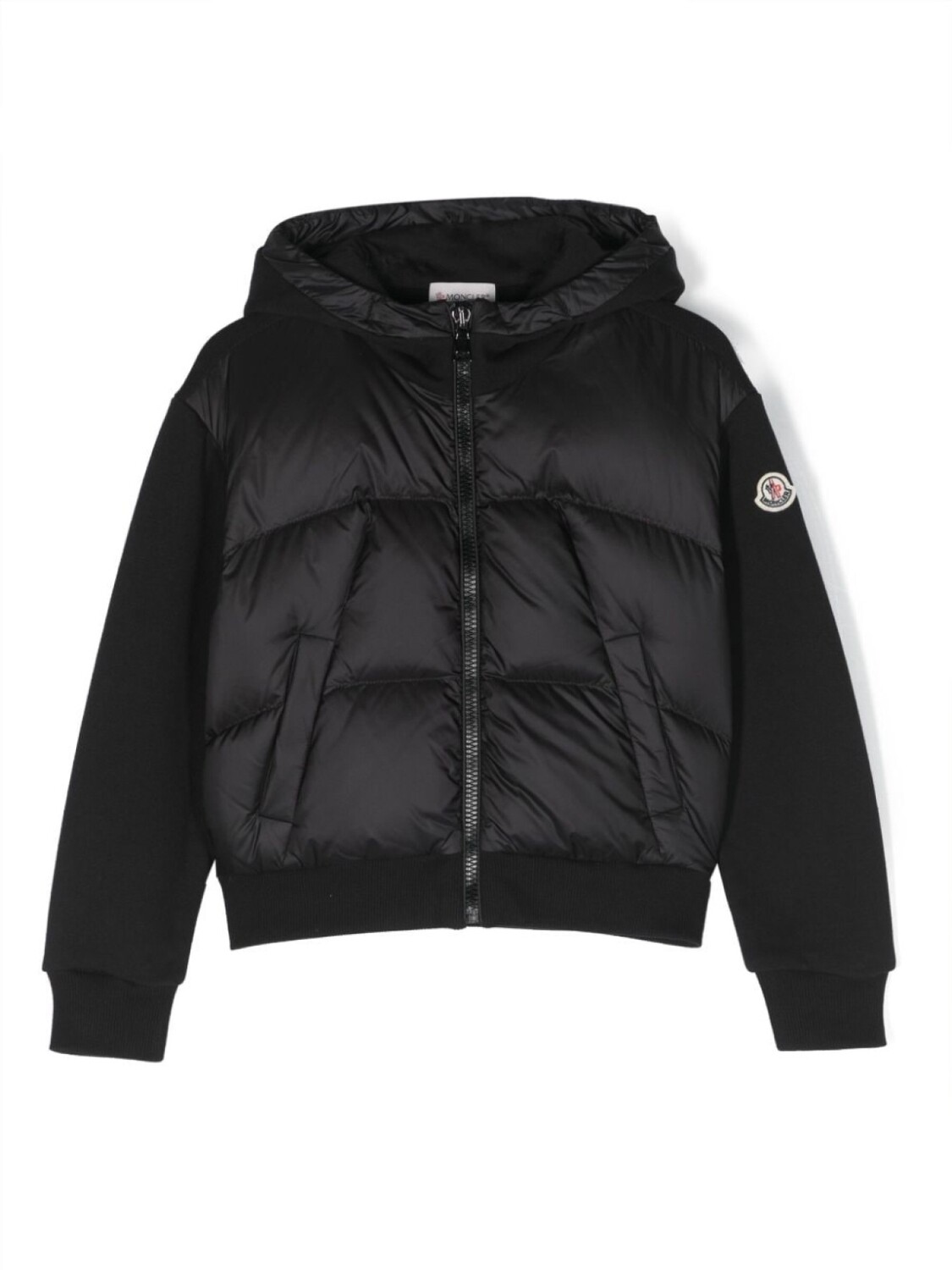 

Moncler Enfant пуховик с капюшоном и нашивкой-логотипом, черный
