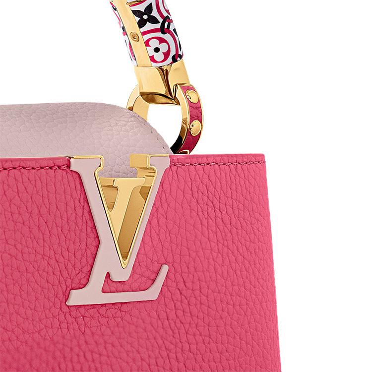 Сумка-тоут кросс-боди мини Kapusin из кожи Taurillon Capucines розовая LOUIS VUITTON через плечо — фото 4