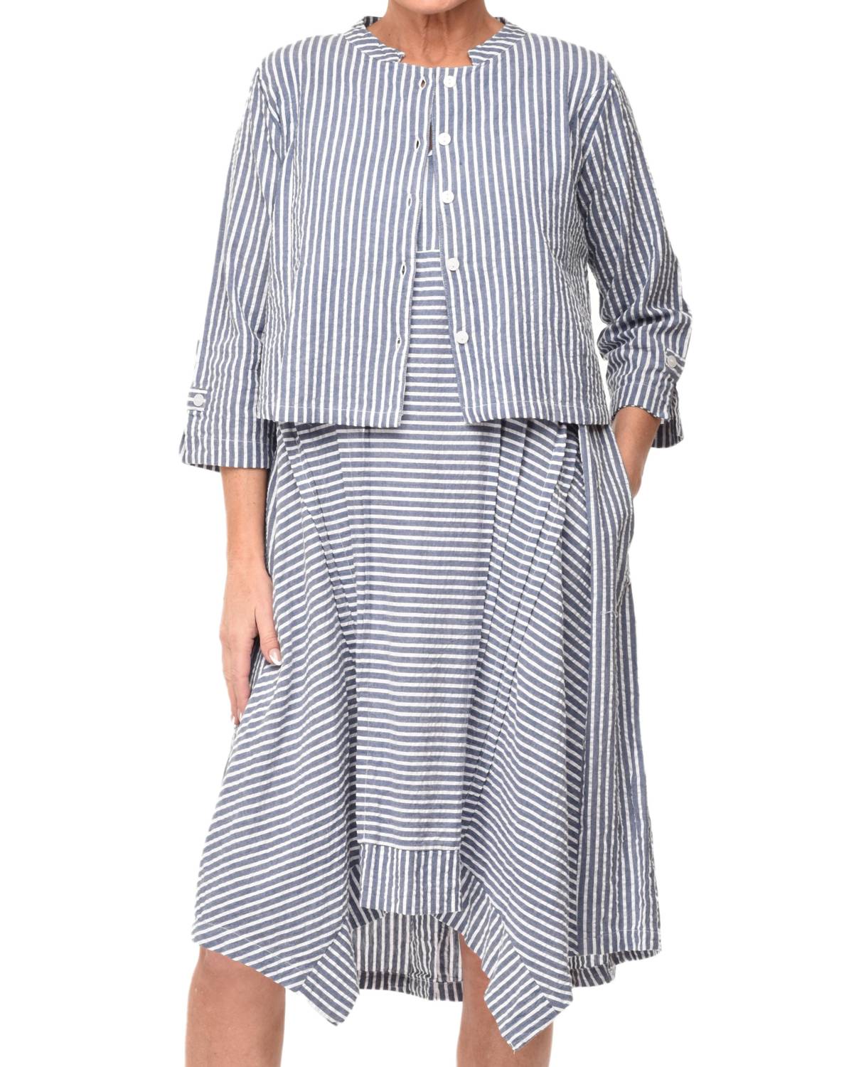 

Куртка Dakota в полоску из белого маринового пике Tulip Clothing