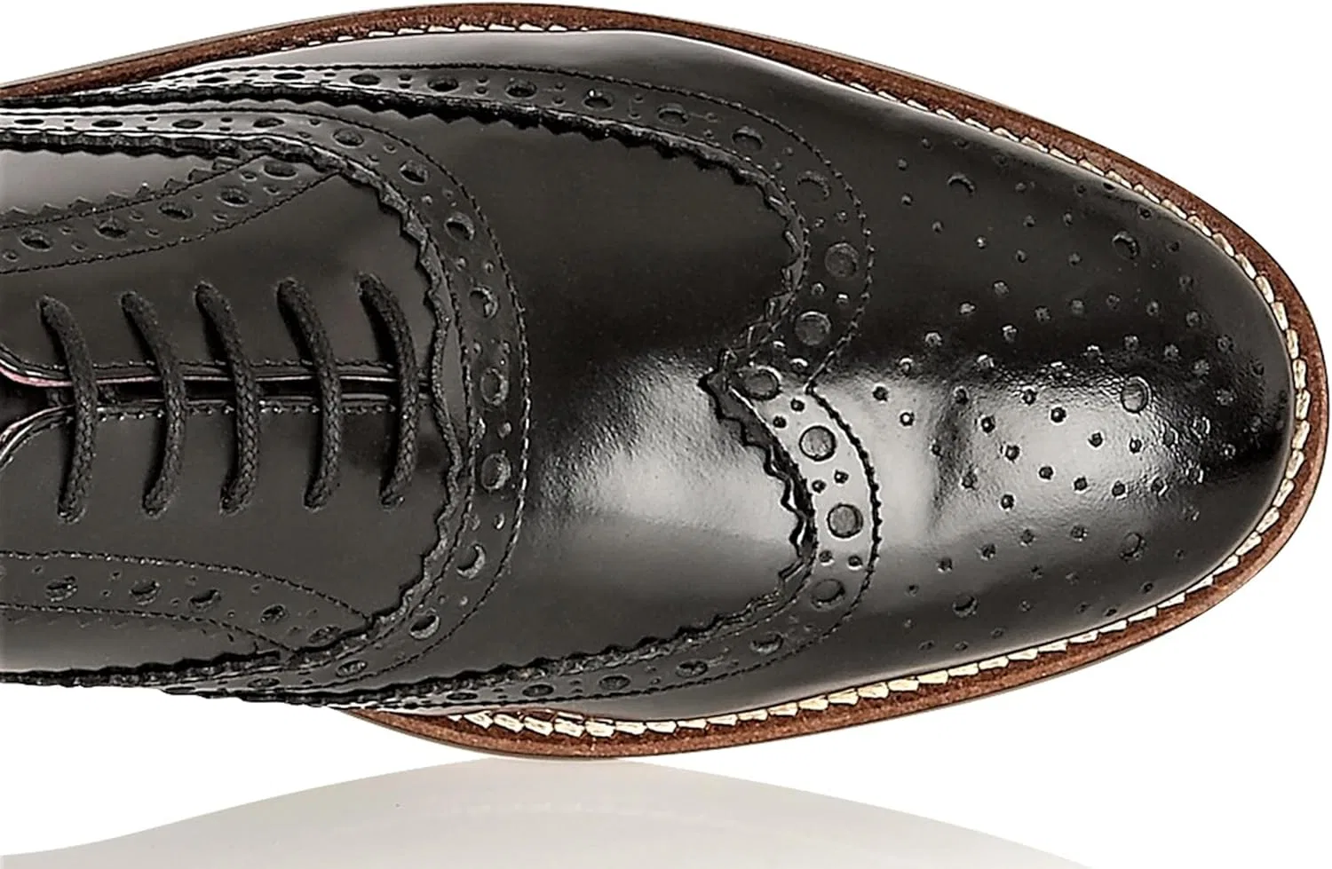 Туфли Xposed Mens Classic Genuine Leather Oxford Brogues Formal Retro Gatsby Lace Up Wingtip Shoes, Polished Black — фото 3