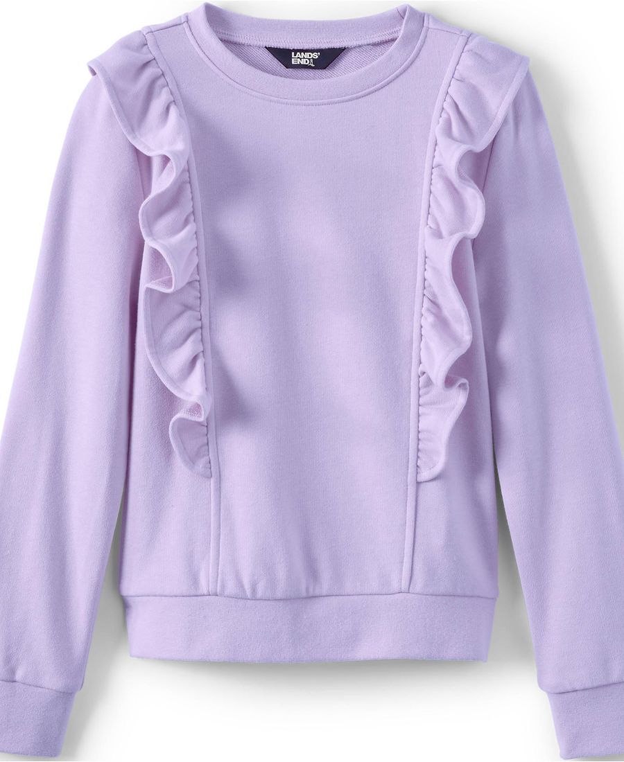 

Уютная толстовка с длинными рукавами и оборками для девочек Lands' End, Lavender mist