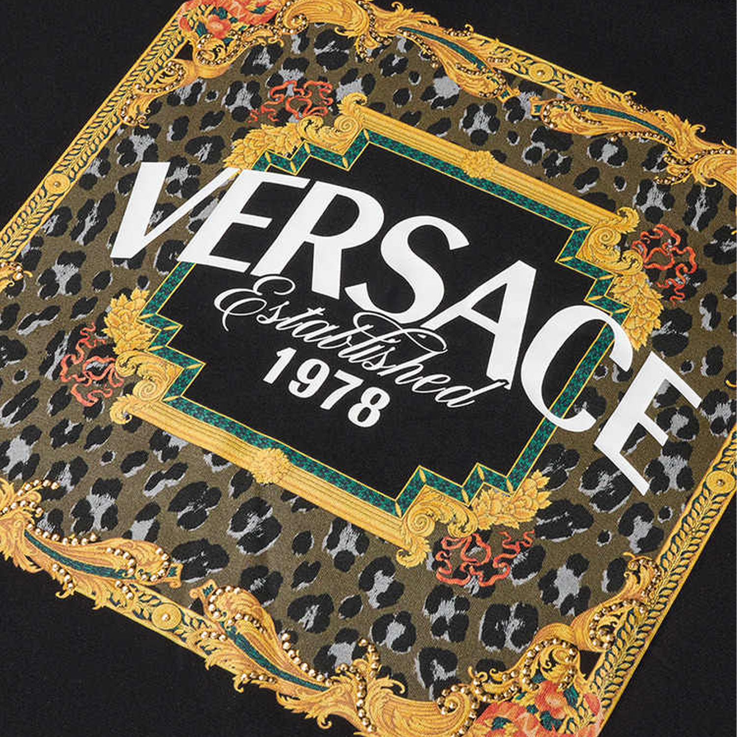 Versace Мужская черная футболка с круглым вырезом, умеренно прямой крой — фото 4