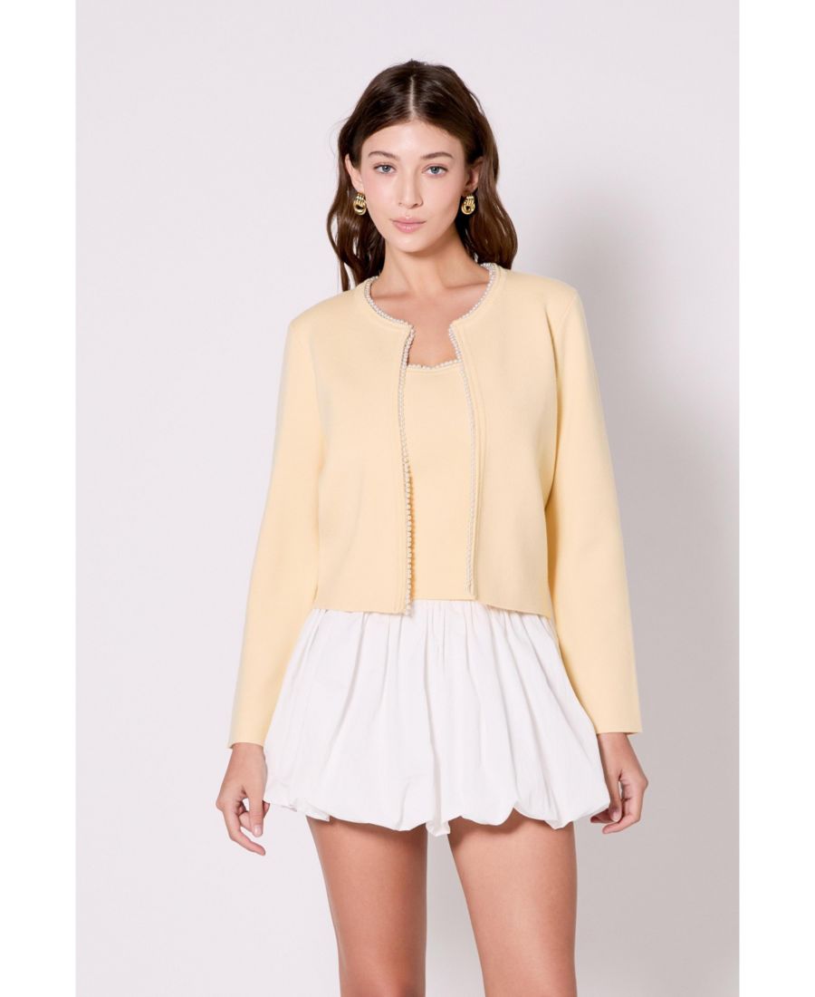 

Женский вязаный кардиган с жемчужной отделкой endless rose, Butter