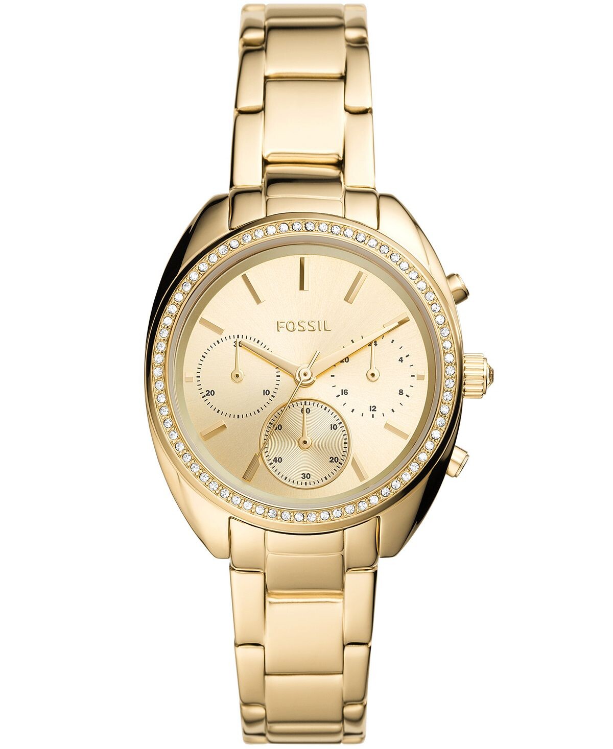 

Женские часы Vale Chronograph, золотистые часы из нержавеющей стали, 34 мм Fossil, золотой