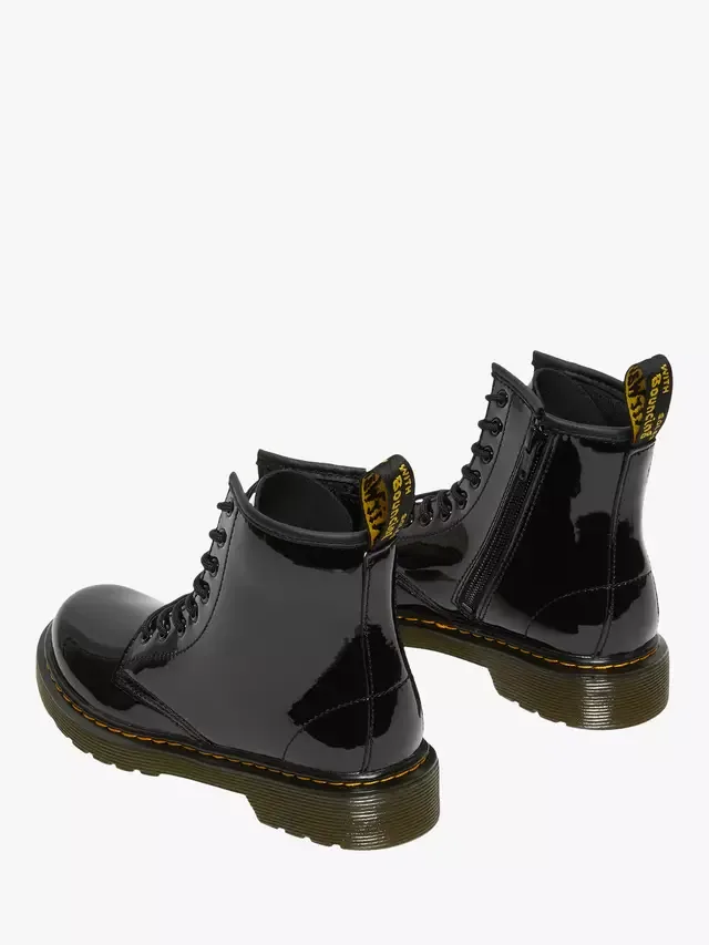 Детские лакированные ботинки на шнуровке 1460, черные Dr. Martens — фото 4