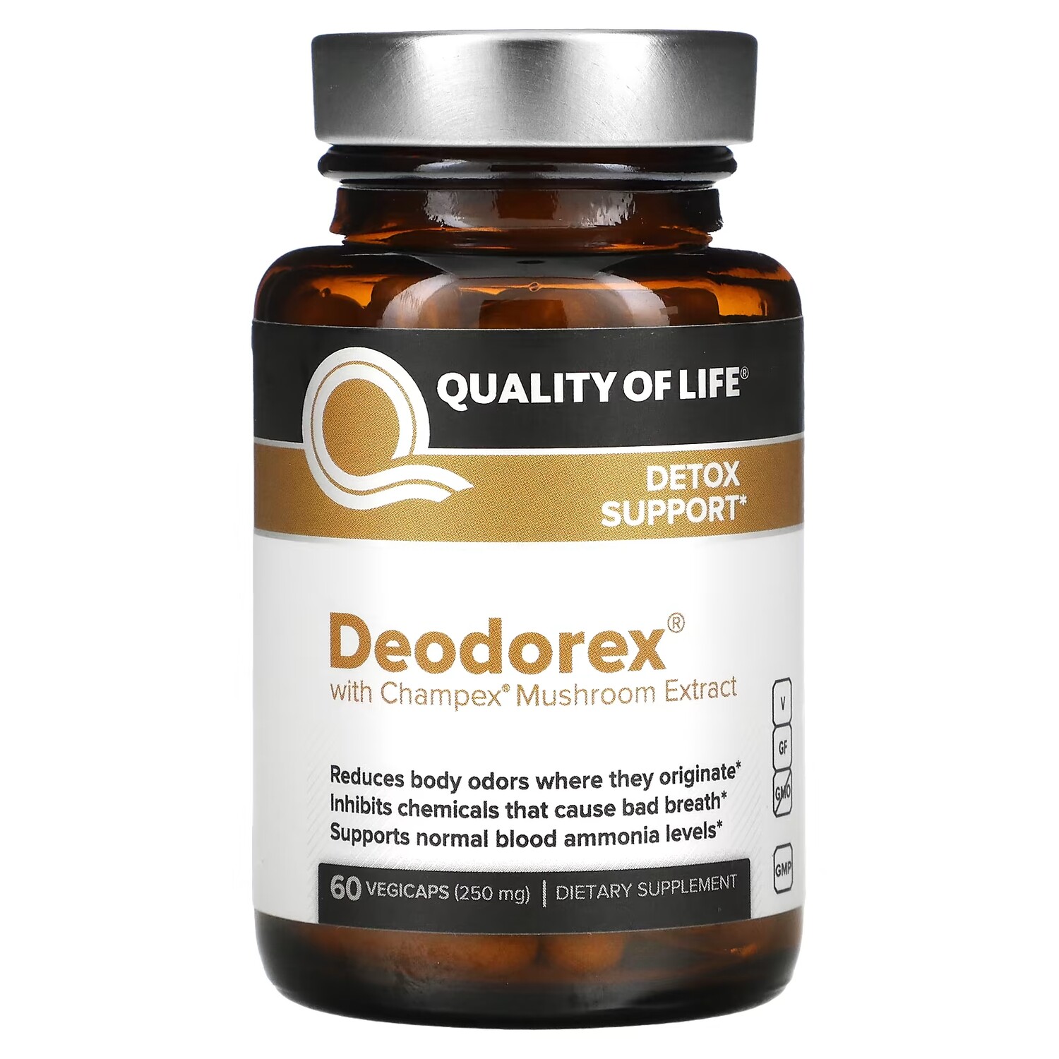 

Дезодорекс Quality of Life Labs с экстрактом гриба чампекс, 60 растительных капсул