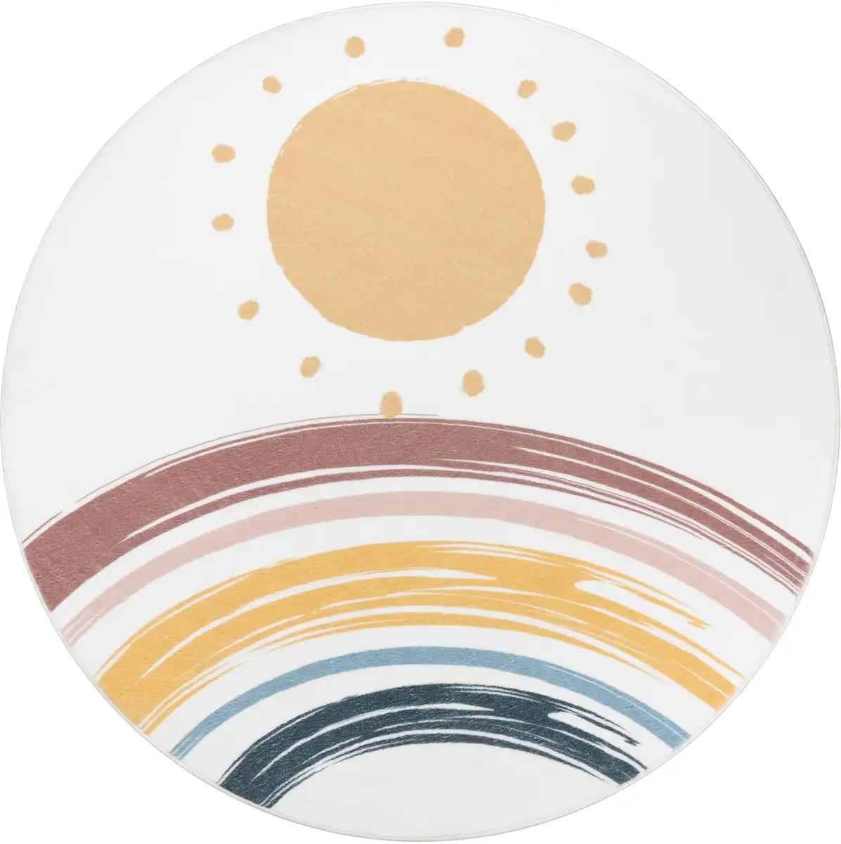 

Детский коврик Paco Home "Niloya 362", круглый, игровой коврик, короткий ворс, с принтом, мотив солнца и радуги, можно стирать Ø 160 см, белый